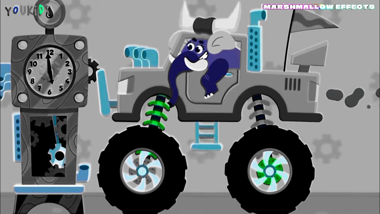 HICKORY DICKORY DOCK  ||  ELEPHANT DRIVING A MONSTER TRUCK WANT TO DESTROY THE CLOCK 