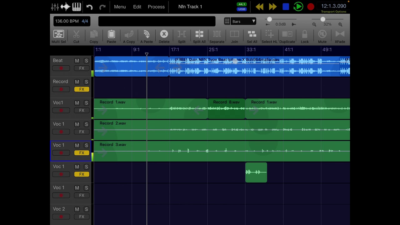 Recording vocals in auria pro #ipad