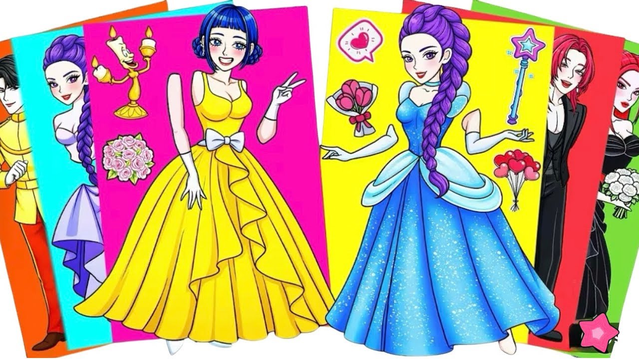 HUNTRIX RUMI & ZOEY DRESS-UP LIKE DISNEY PRINCESS - KPOP DEMON HUNTERS |FASHION STICKER BOOK DIY
