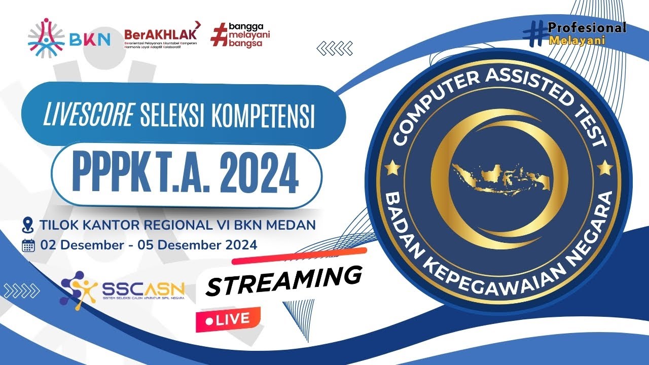 Livescore Seleksi Kompetensi CPPPK 2024 (2 Desember 2024,Sesi 2)-Tilok Kantor Regional VI BKN Medan