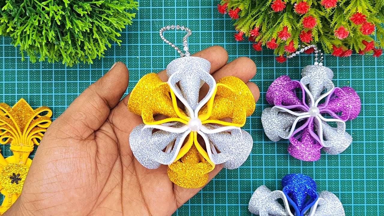Snowflakes Making With Foam Paper For Christmas Tree Ornaments | Easy To Make Foam Paper Snowflakes