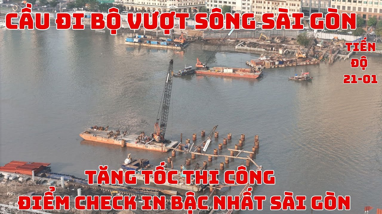 Tiến độ cầu đi bộ sông Sài Gòn mới nhất 2026: Biểu tượng lá dừa nước dần lộ diện