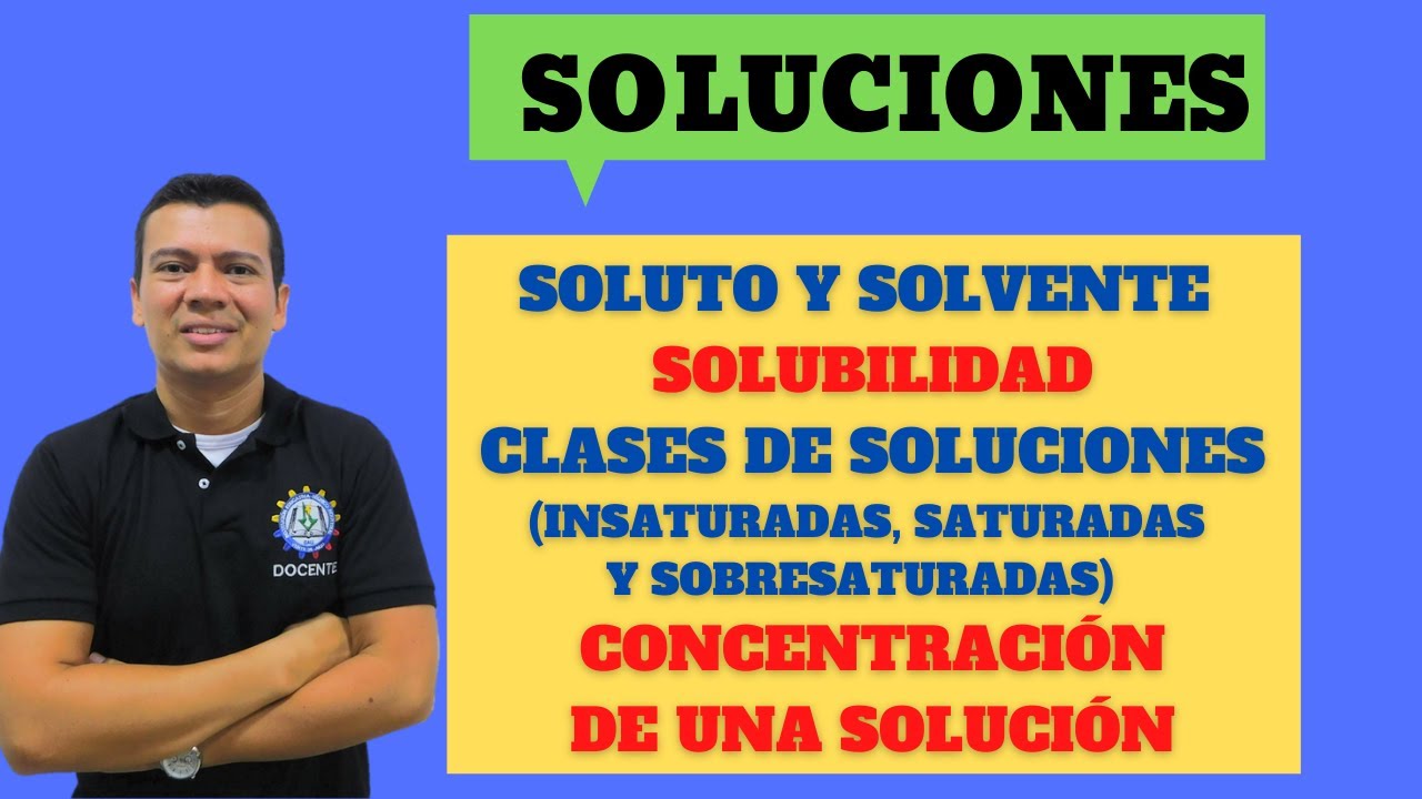 SOLUCIONES. SOLUBILIDAD,  CLASES DE SOLUCIONES, CONCENTRACION DE UNA SOLUIÓN