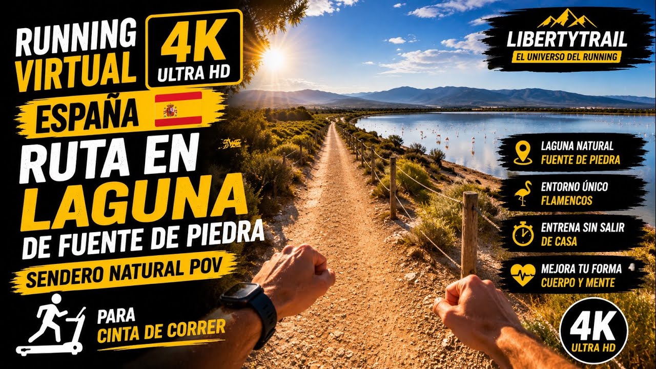 Virtual Running 4K – Fuente de Piedra Lagoon Route | Treadmill Run POV