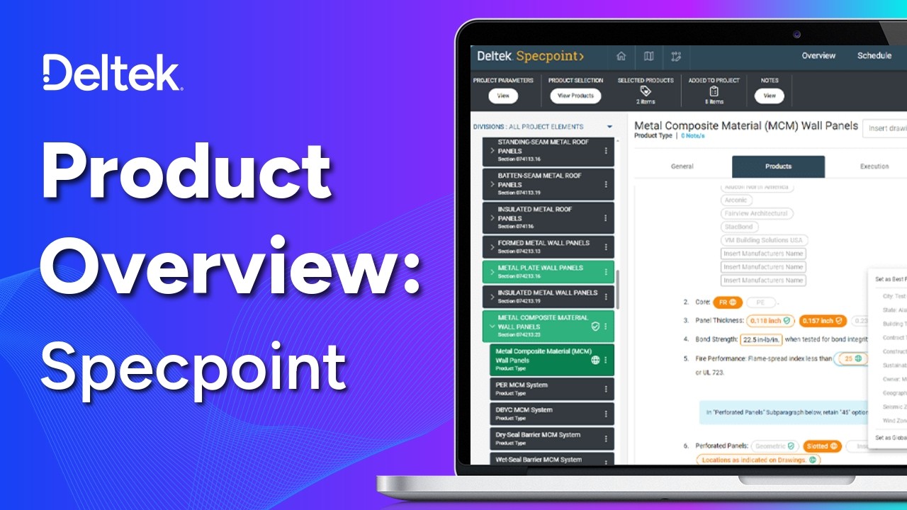 Deltek Specpoint: Better Construction Specs. Greater Product Visibility.