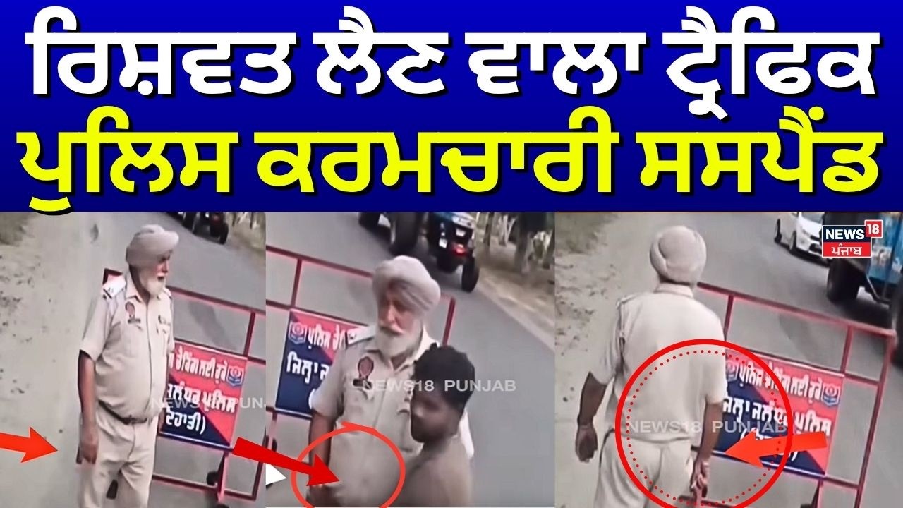 Jalandhar News | ਰਿਸ਼ਵਤ ਲੈਣ ਵਾਲਾ ਟ੍ਰੈਫਿਕ ਪੁਲਿਸ ਕਰਮਚਾਰੀ ਸਸਪੈਂਡ | Traffic Police | SSP | Bribe | N18V