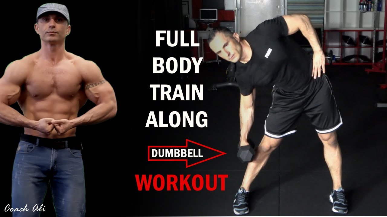 SOLID Full Body Dumbbell Workout With A Single Dumbbell In Coach Ali Style Train Along With Music!
