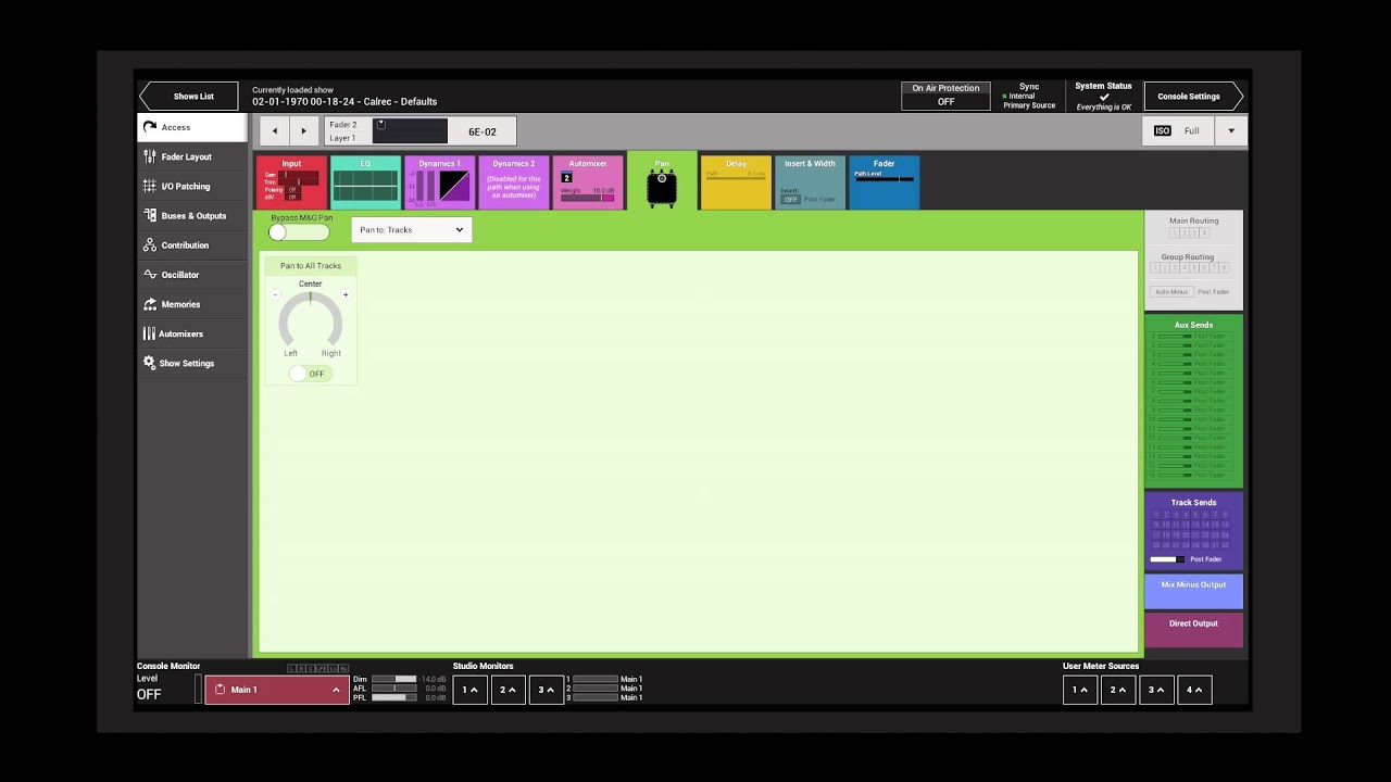 Calrec Summa Tutorial 2.6.3 Pan to Auxes and Tracks