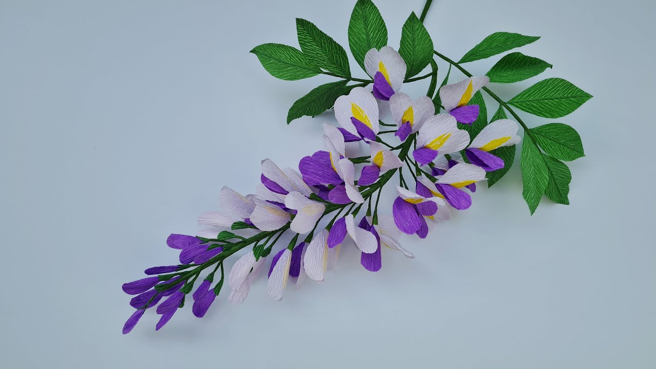 How to make Chinese Wisteria flowers from crepe paper / Paper Flower / Góc nhỏ Handmade