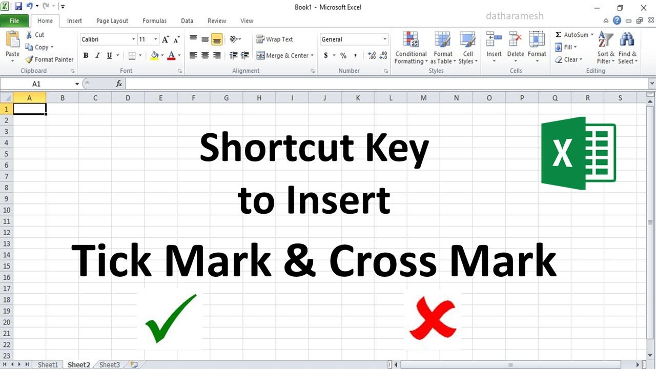 Shortcut to Insert Tick Mark & Cross Mark In Excel