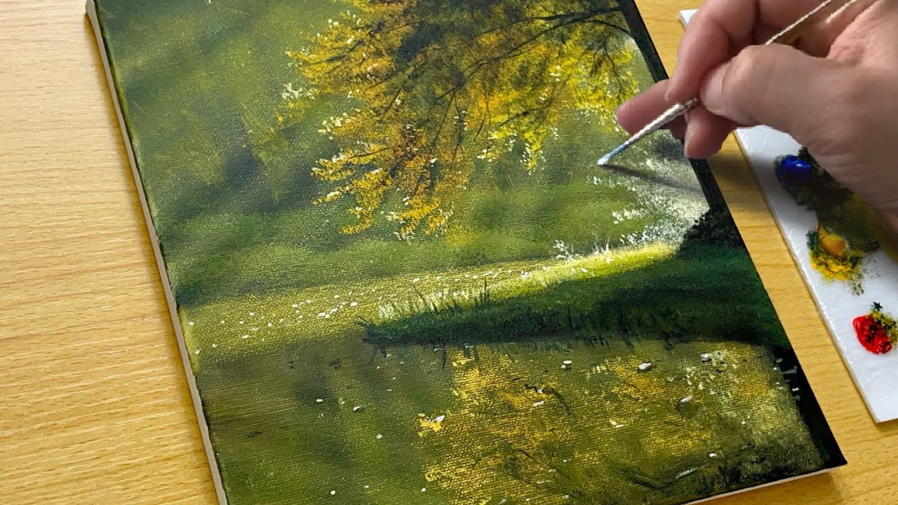 Morning Lake Painting / Acrylic Painting for Beginners / STEP by STEP