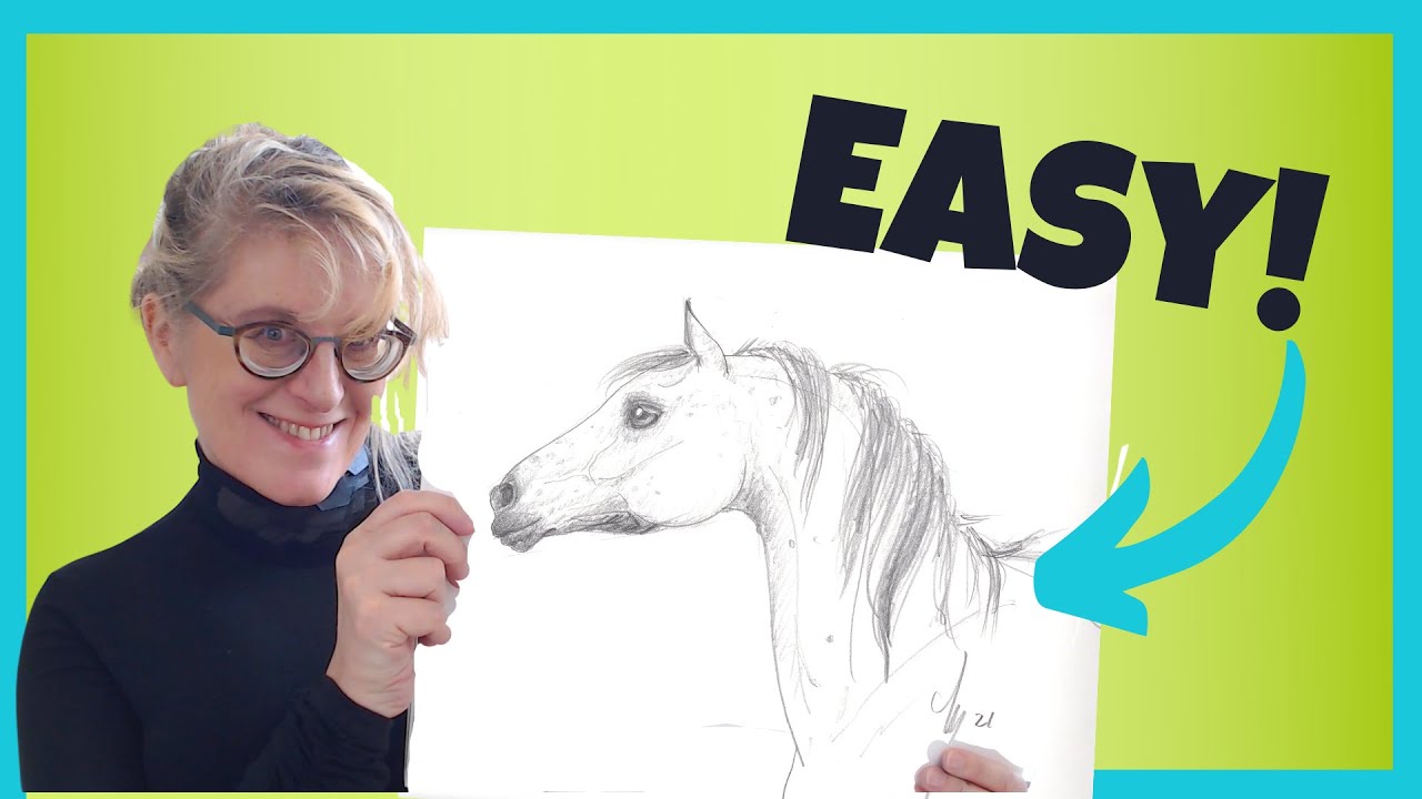 How to draw a horse head with pencil