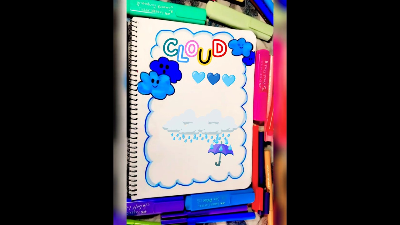 Cloud border design☁️#borderdesign#journal#trendingshorts#tranding#shortsfeed#shorts#study#frontlage