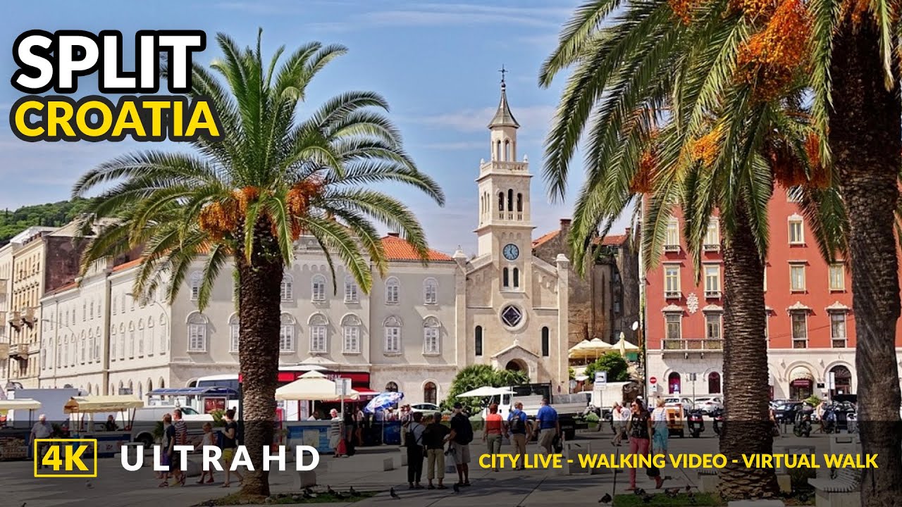 4K Split croatia walking tour  Riva Promenade ❤️ 2021