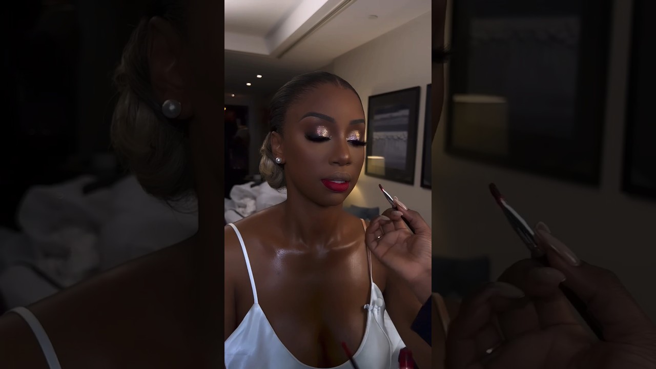 Are you wearing red lips on your wedding day? This Bride’s makeup is so perfect for chocolate brides
