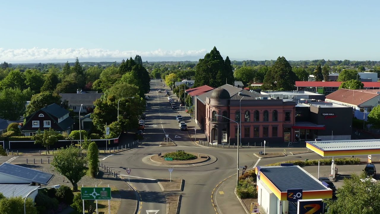 Rangiora Town Drone Footage, Waimakariri District, North Canterbury - New Zealand