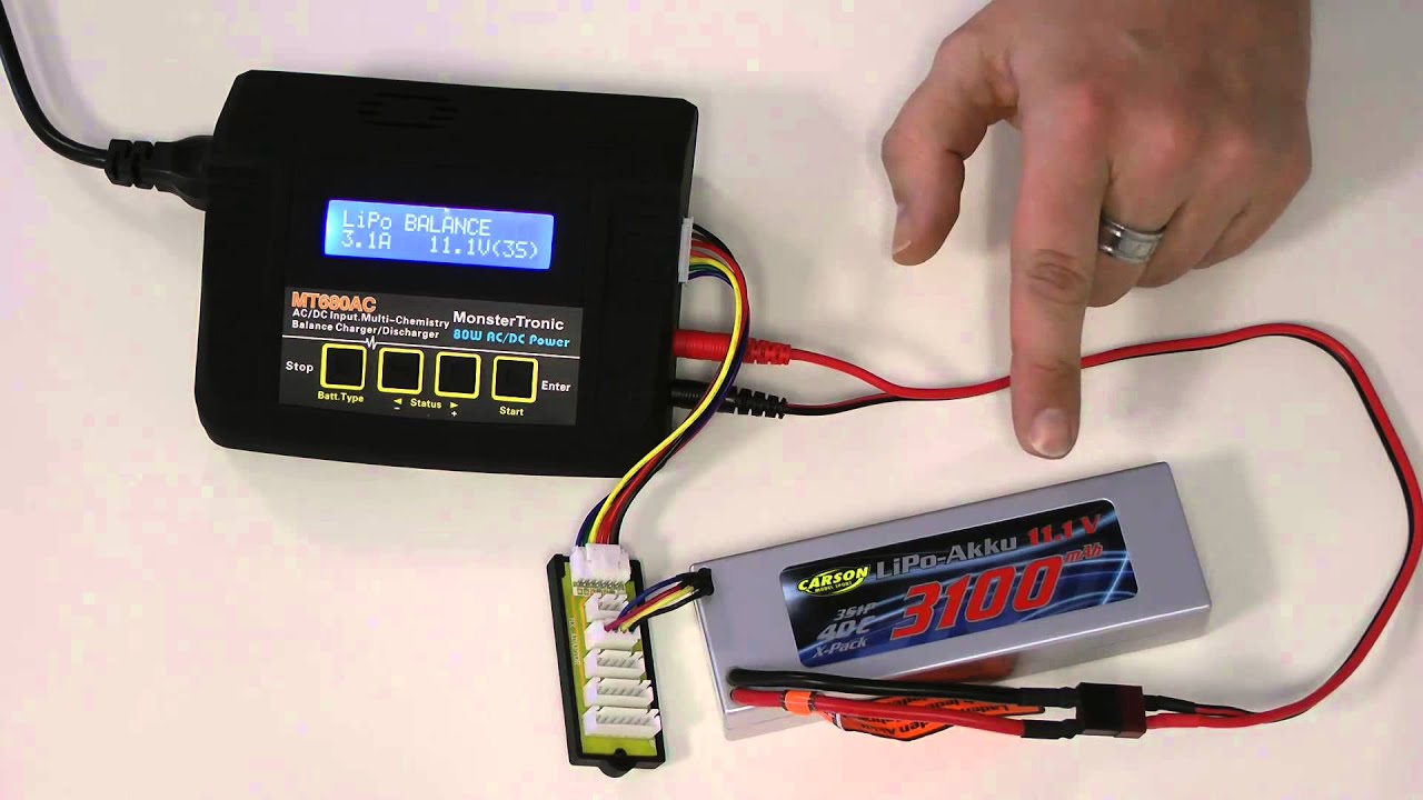 Tutorial: 3S-Lipo-Akku (3 Zellen) richtig laden mit dem Monstertronic MT680 Ladegerät