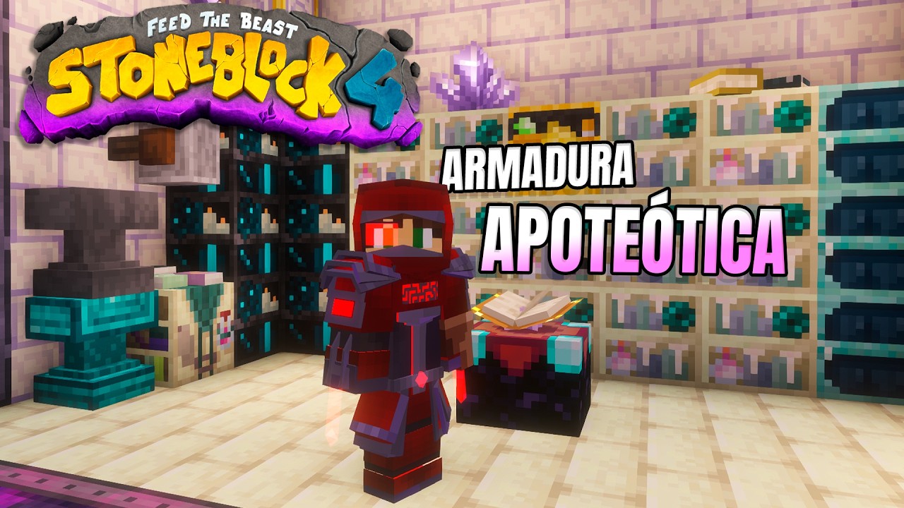 NOVA ARMADURA APOTEÓTICA E A MELHOR FARM DE ENCANTAMENTOS DO StoneBlock 4! #16