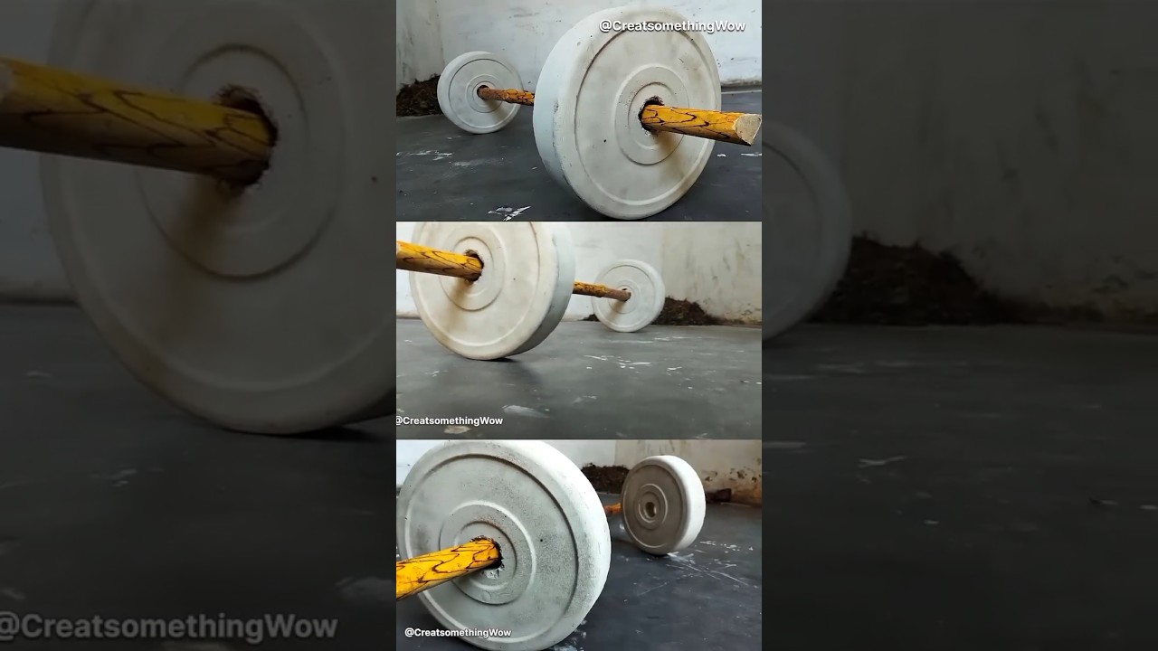 Making Concrete weight Plates & Barbell at home #creat #gym