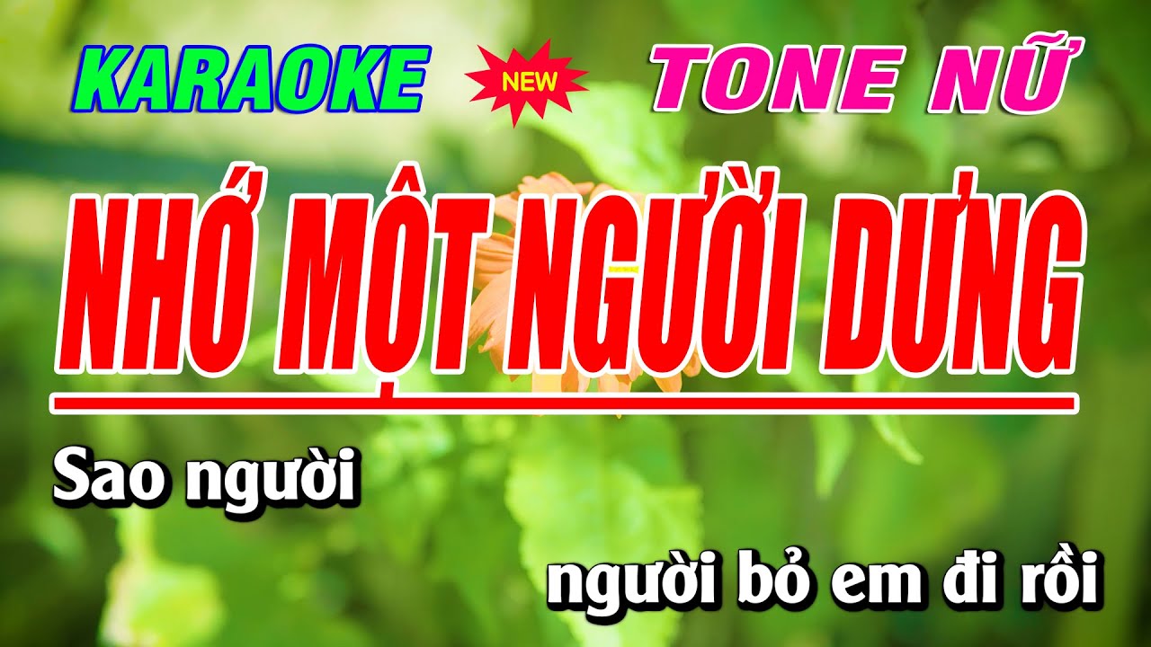 Karaoke Nhớ Một Người Dưng Tone Nữ | Duy Sơn New