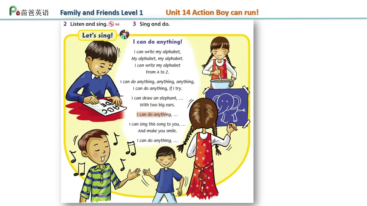Song in Family and friends Level 1 Unit 14 _ I can do anything! | Let's sing karaoke!