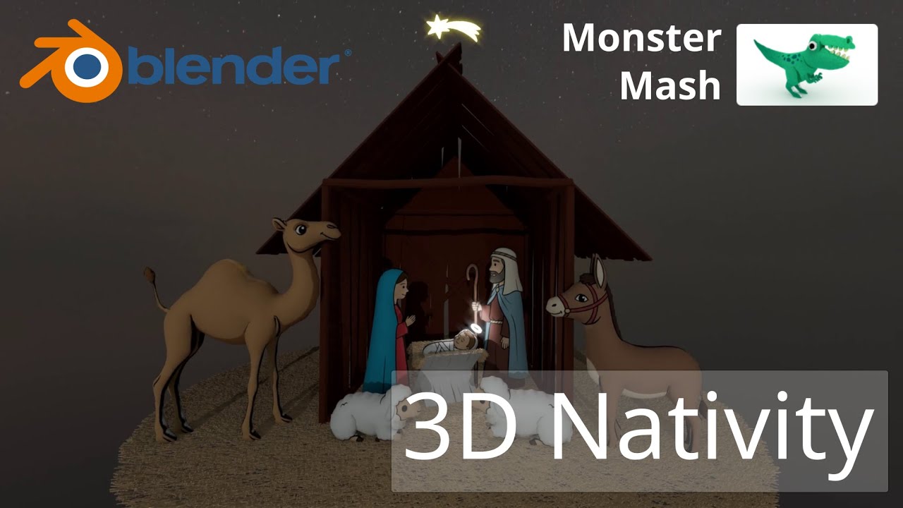3D Animated Nativity Scene created in Blender & Monster Mash (version 2)