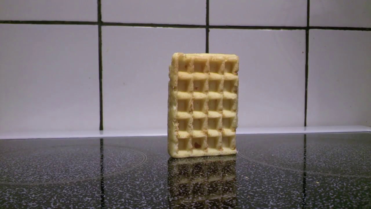 Waffle falling over