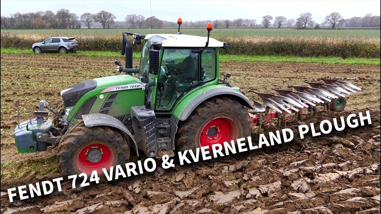 4Kᵁᴴᴰ 2024: Fendt 724 Vario tractor pulling a Kverneland 5 furrow plough in Gedding, Suffolk