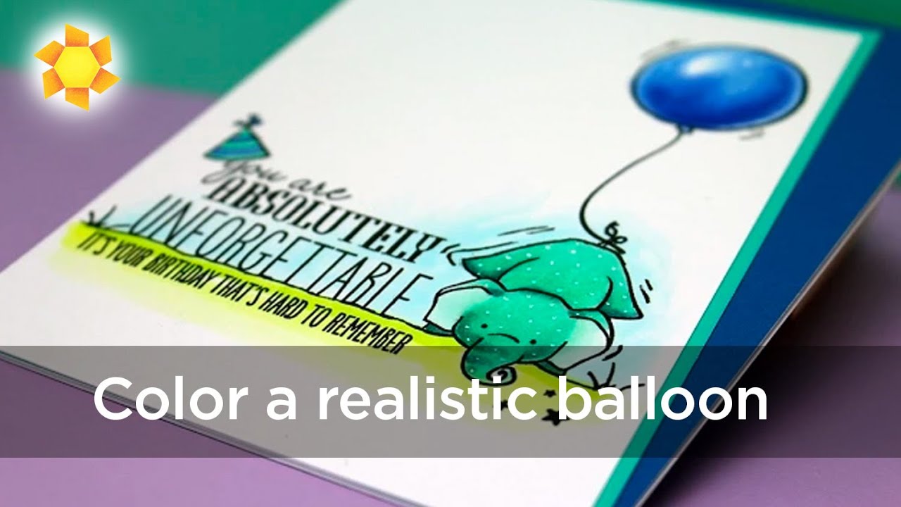 Color a realistic balloon + birthday card organization