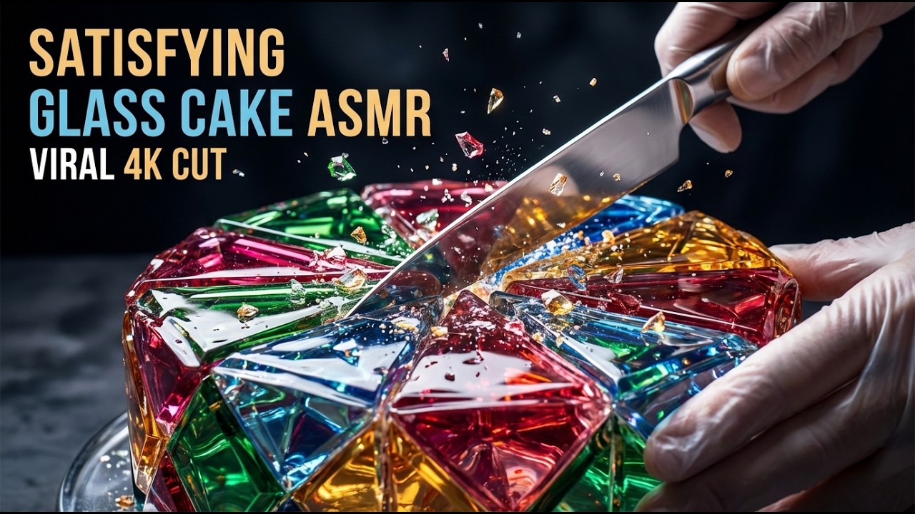 Luxury Glass Cake Cutting ASMR 💎 Perfect Slice Sounds | Smooth & Satisfying Cuts | Viral ASMR | ASMR