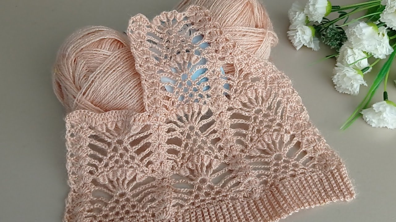 Sadece 2 sıra! çok basit model Tığ işi yelek etol şal kol yaka kesimi✔️Crochet stitch Стежок крючком