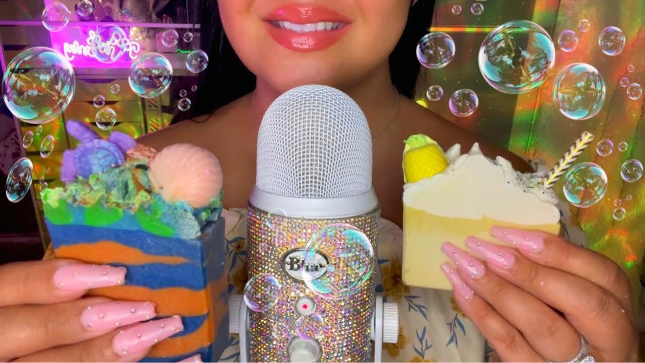 ASMR Soap Tapping & Scratching 🧼🫧  (cutest soaps)🍍🪸🧁🍫