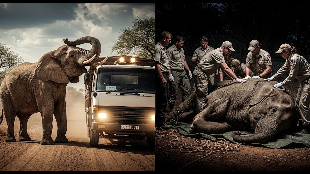 Elephant Blocks Truck — Begging Help to Save His Pregnant Mate!