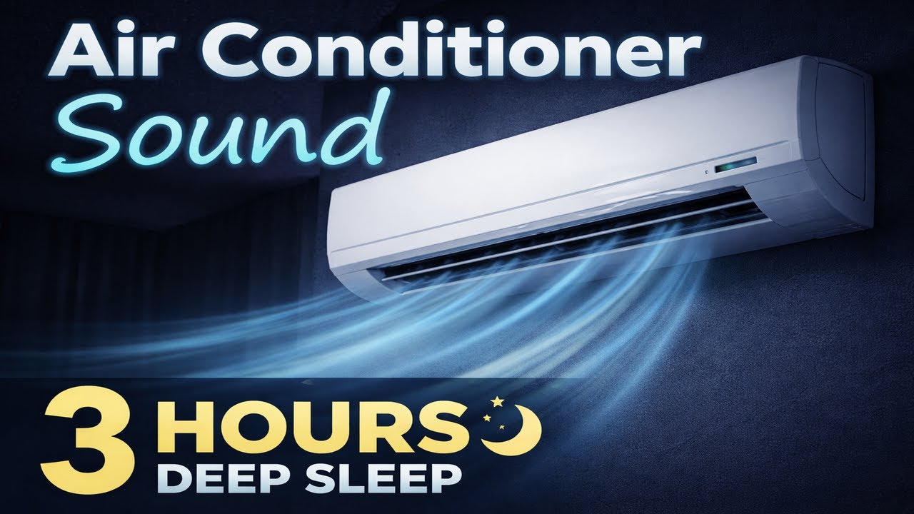3 Hours Air Conditioner Sound for Deep Sleep | Black Screen White Noise