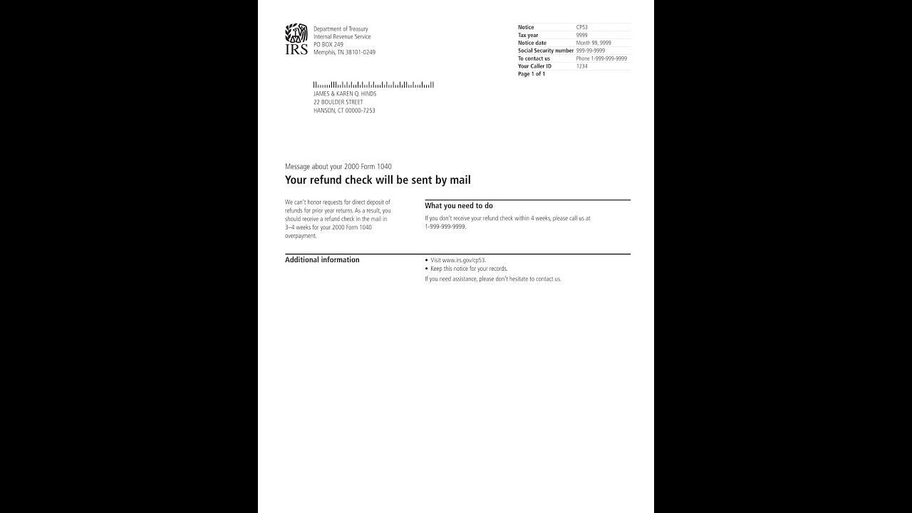 IRS CP53 Notice Explained &mdash; What To Do When Your Refund Is Delayed