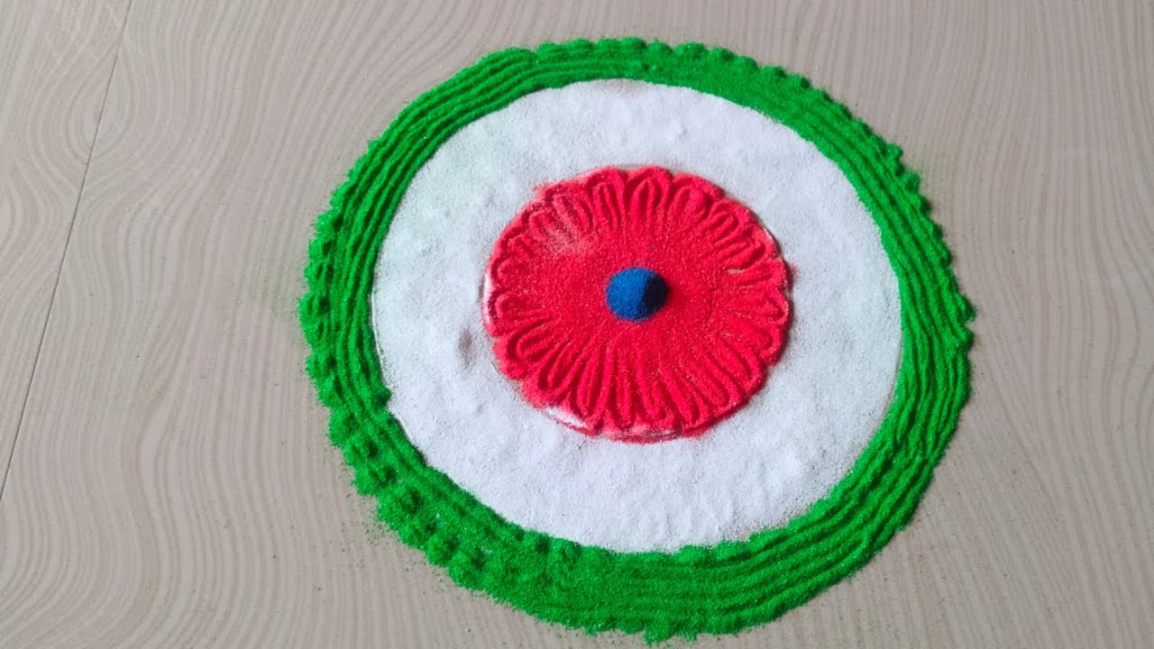 Quick and easy tri colour rangoli 😍 ✨.