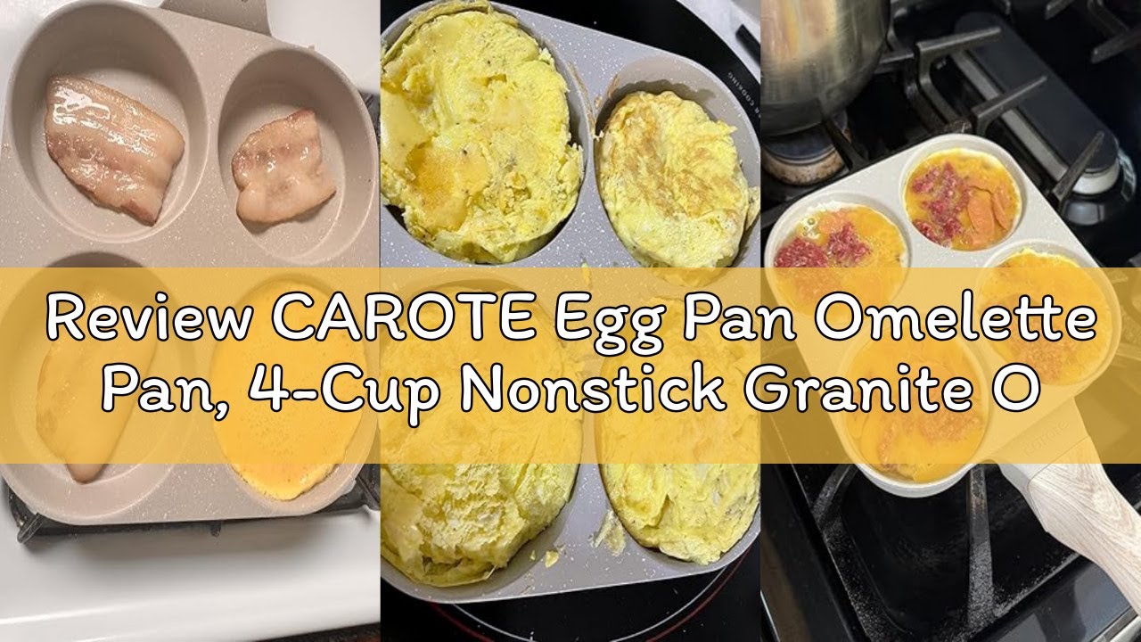 Review CAROTE Egg Pan Omelette Pan, 4-Cup Nonstick Granite Omelette Skillet - Pancake Pan and Health