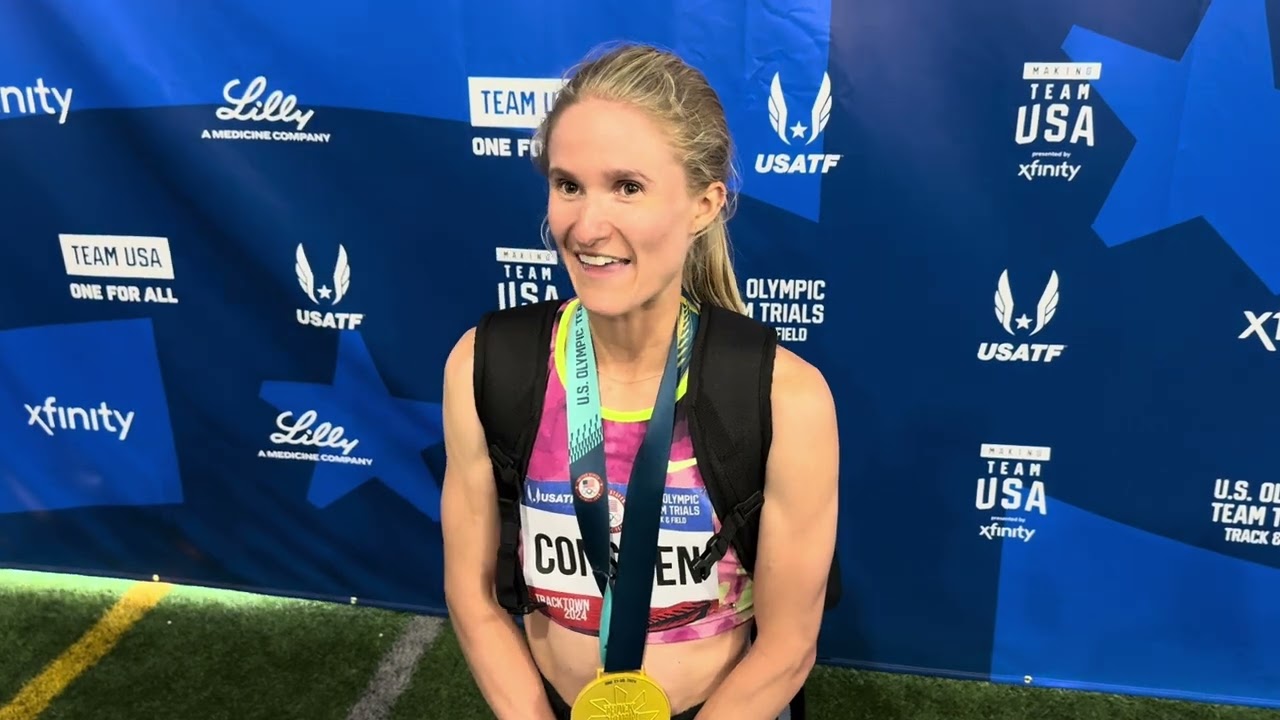 Val Constien after winning 2024 US Olympic Trials steeple
