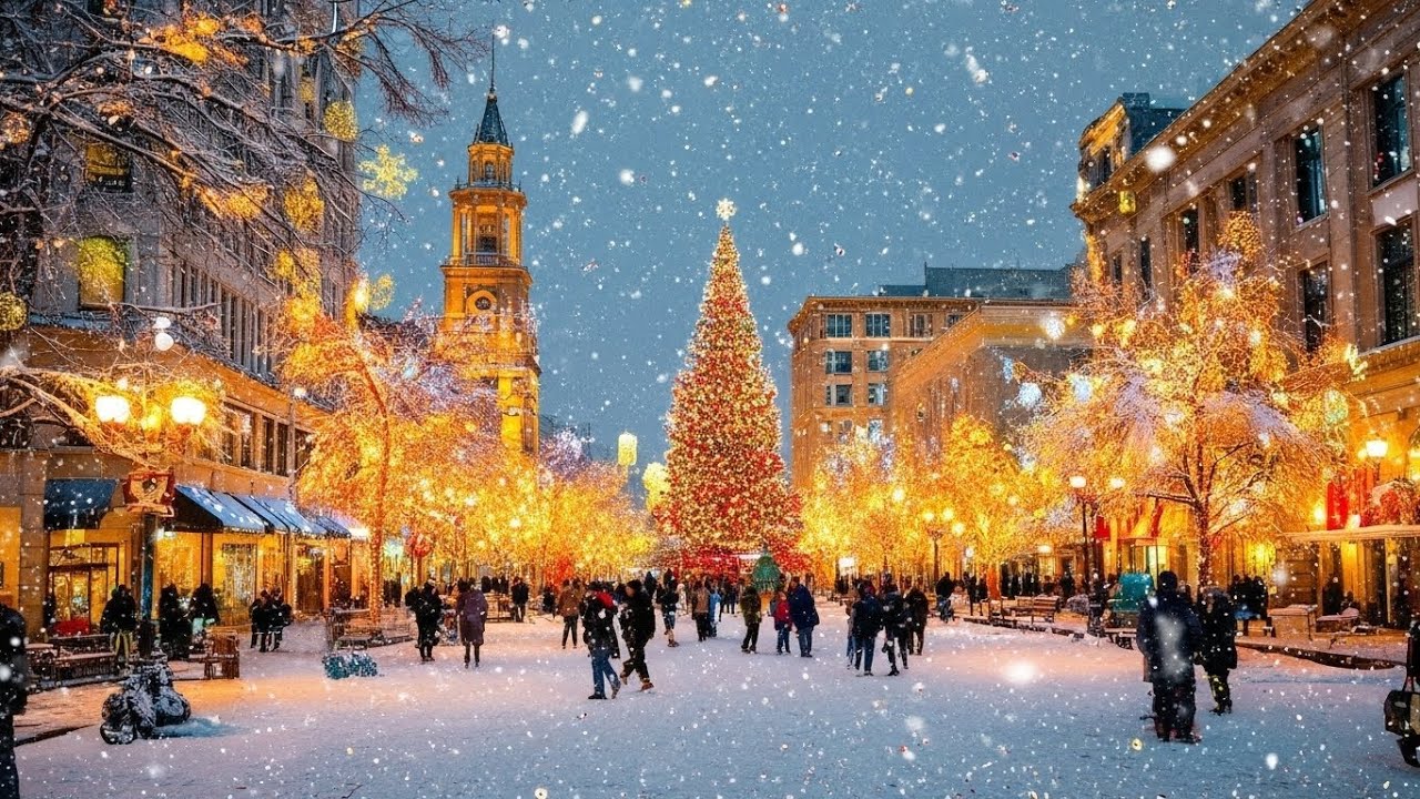 Winter Coffee Shop Background Music with Fireplace and Lake View