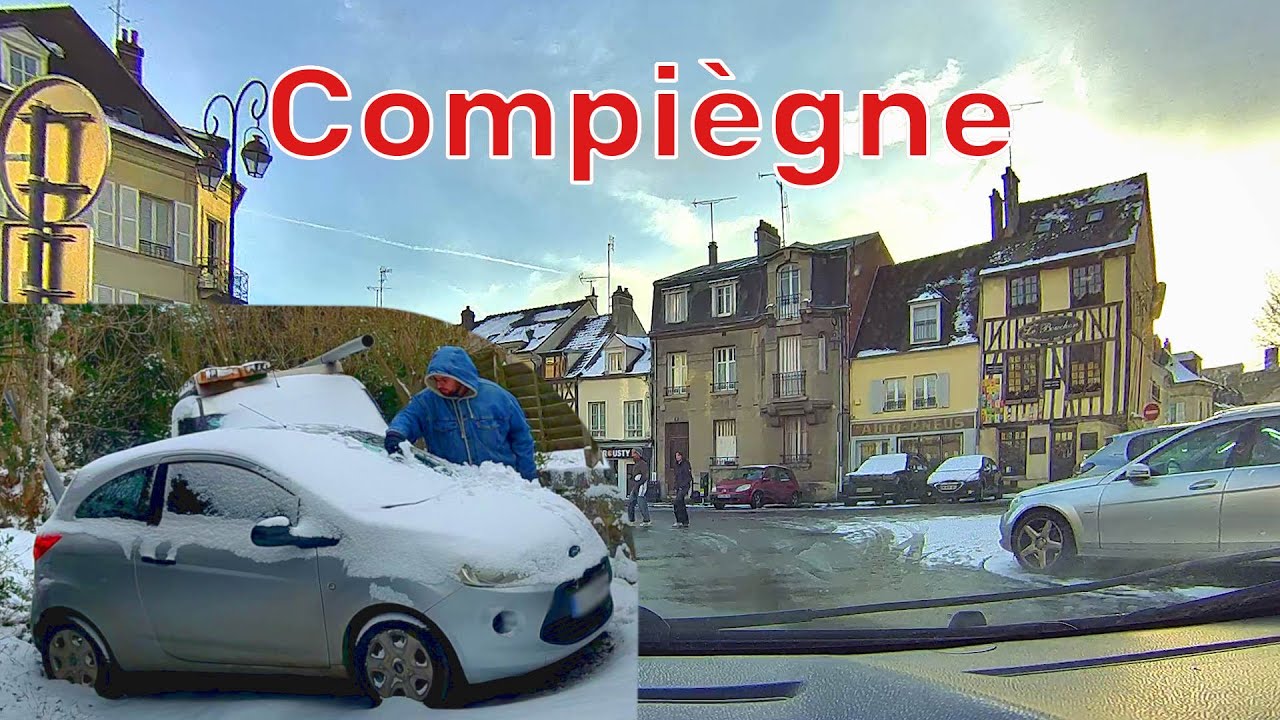 Compiègne and its surroundings under the snow (2026 Snow Driving)