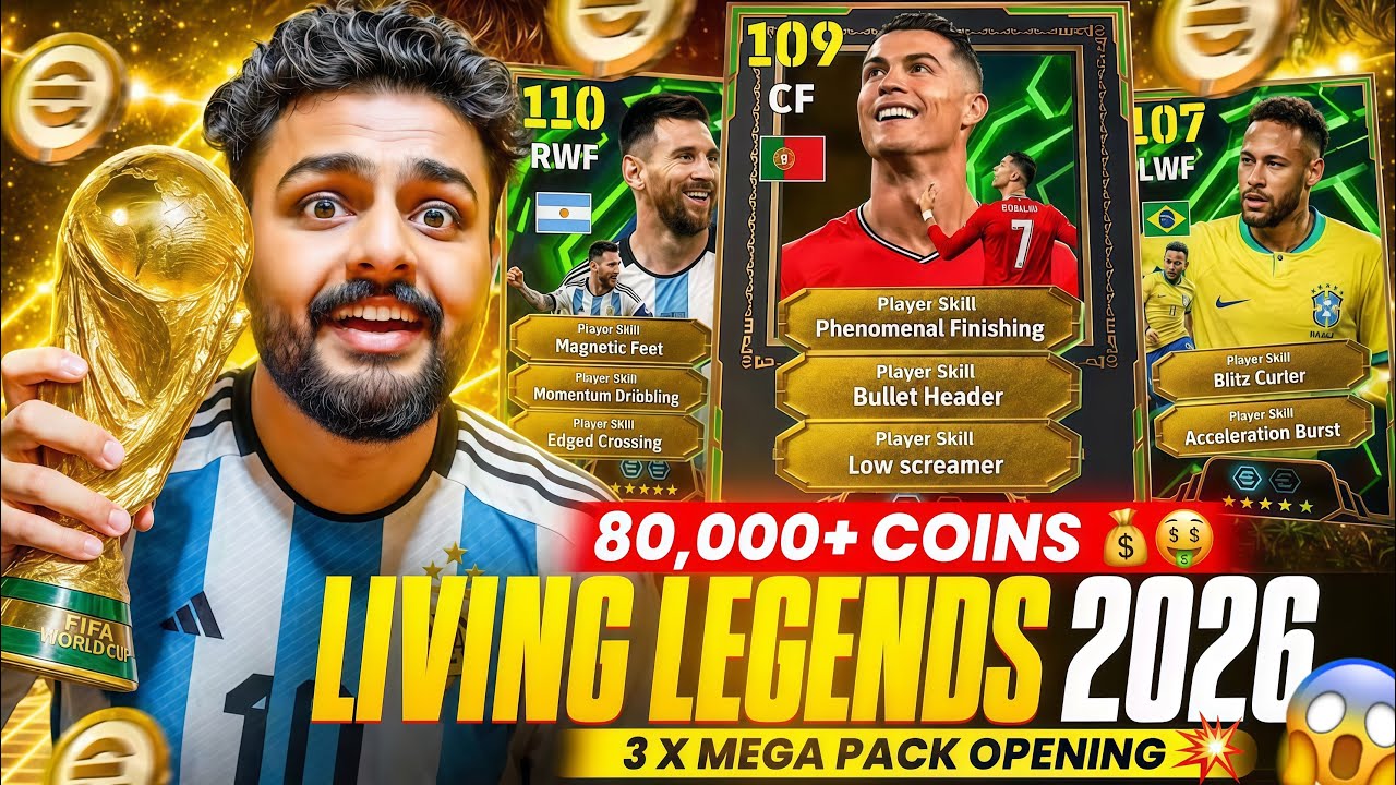 BLACK ANIMATION😱🔥 111 MESSI + 109 CR7🤯 RECORD BREAKING 80,000 COINS💰 LIVING LEGENDS 3X PACK OPENING🥵