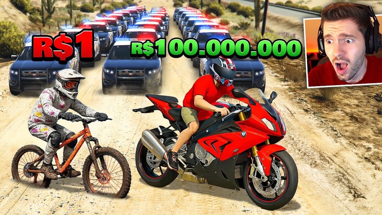 Aprendendo FUGAS com MOTO $1 vs $99.999999 no GTA 5!