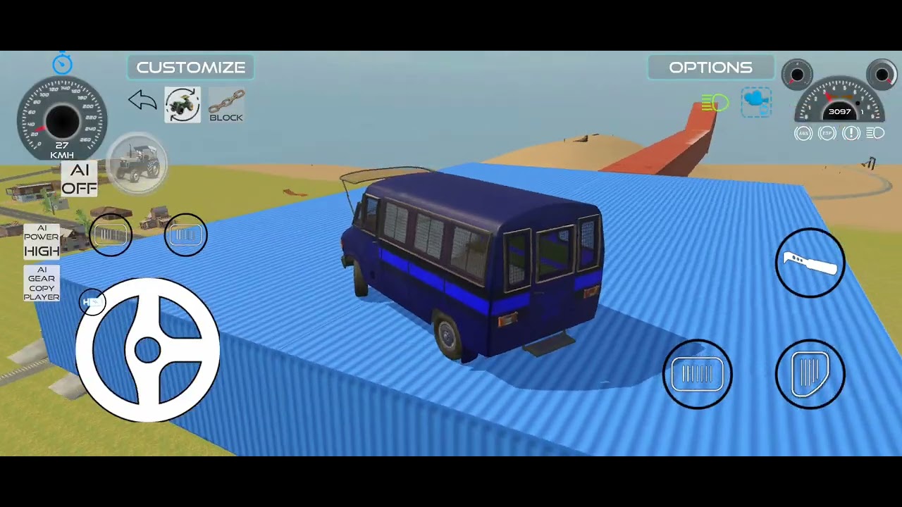 Army truck vs police van in the two ramps 