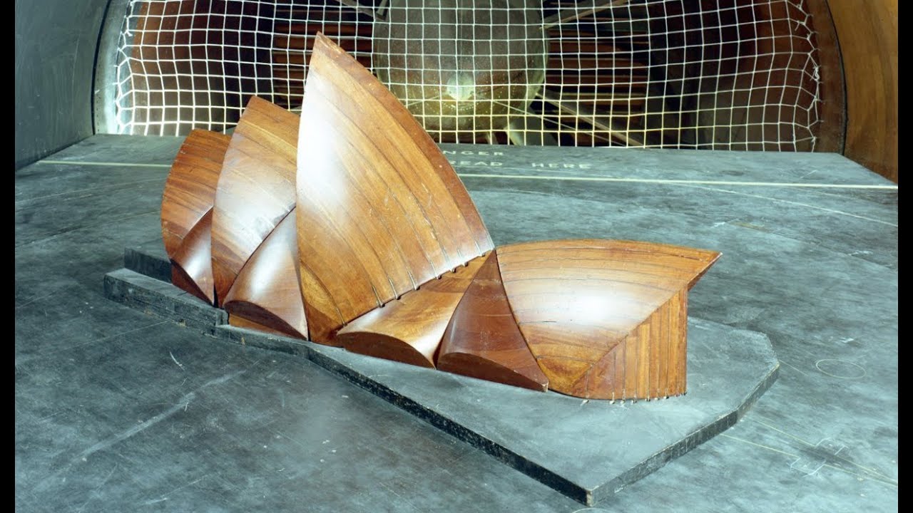 Sydney Opera House model wind turbulence testing (1961)