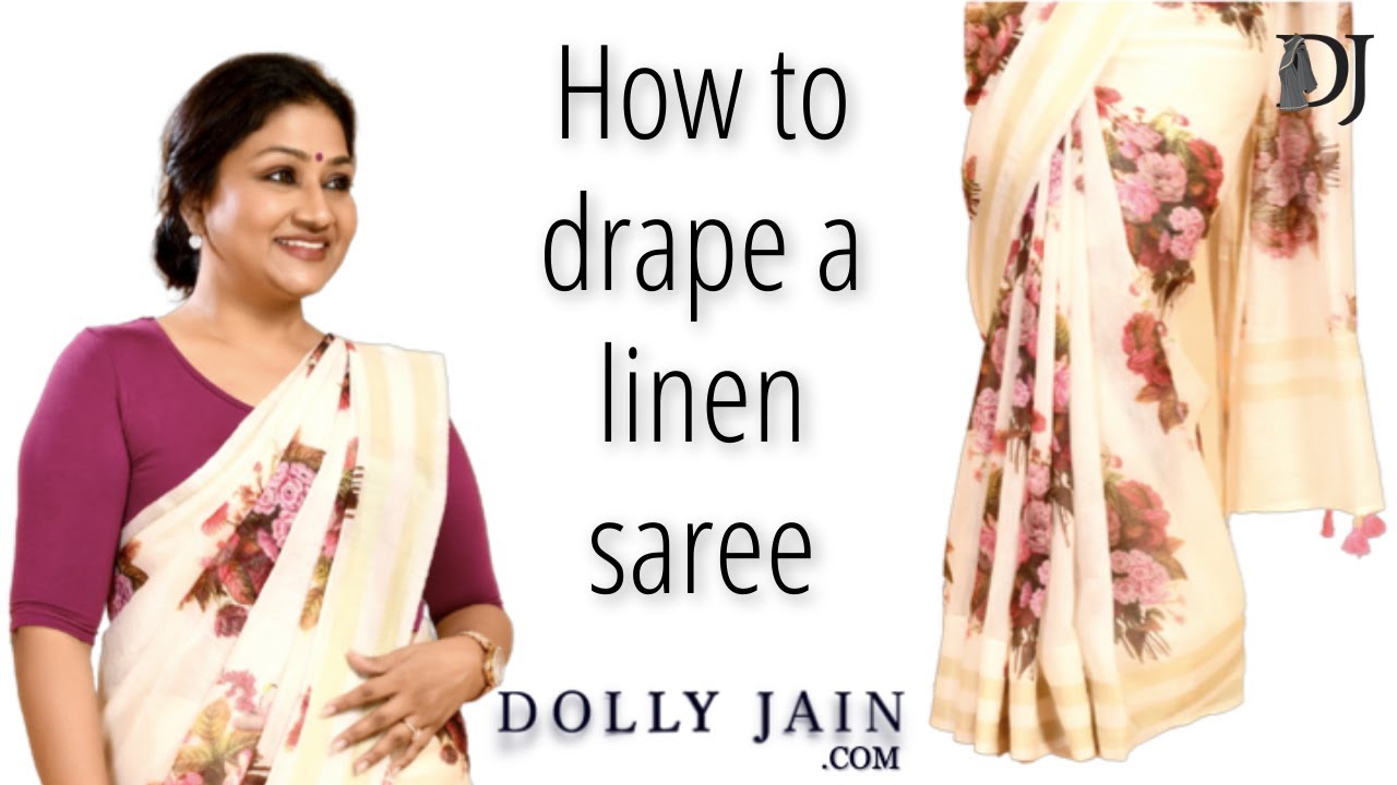 How to Drape a Linen Saree with 7 Narrow Pleats! Dolly Jain Saree Draping Videos