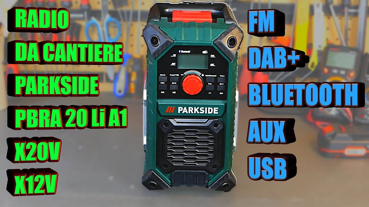PARKSIDE PBRA 20Li-A1 Radio da cantiere, radio da lavoro, radio da garage