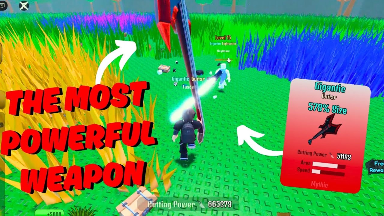 Roblox: Cut Grass --  I Got the Most Powerful Weapon in the Game!! 50k+ Damage!!!