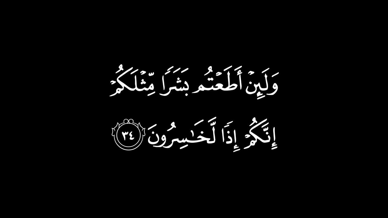 إجتماع القراء في مقطع واحد | ولئن أطعتم بشرا مثلكم إنكم إذا لخاسرون | كروما ايات قرانية خلفية سوداء