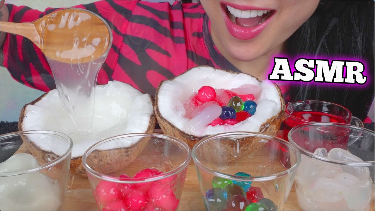 ASMR *RARE NATURAL COCONUT JELLY DESSERT (EATING SOUNDS) LIGHT WHISPERS | SAS-ASMR
