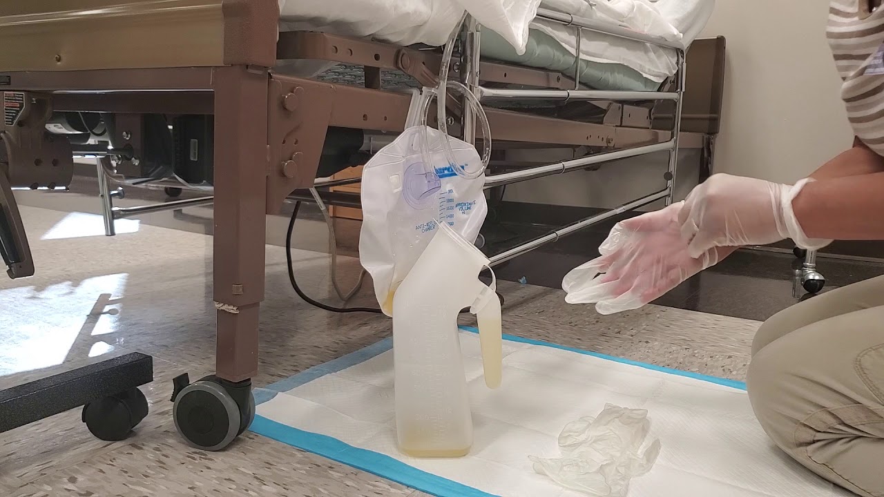 HOW TO EMPTY A URINARY DRAINAGE BAG